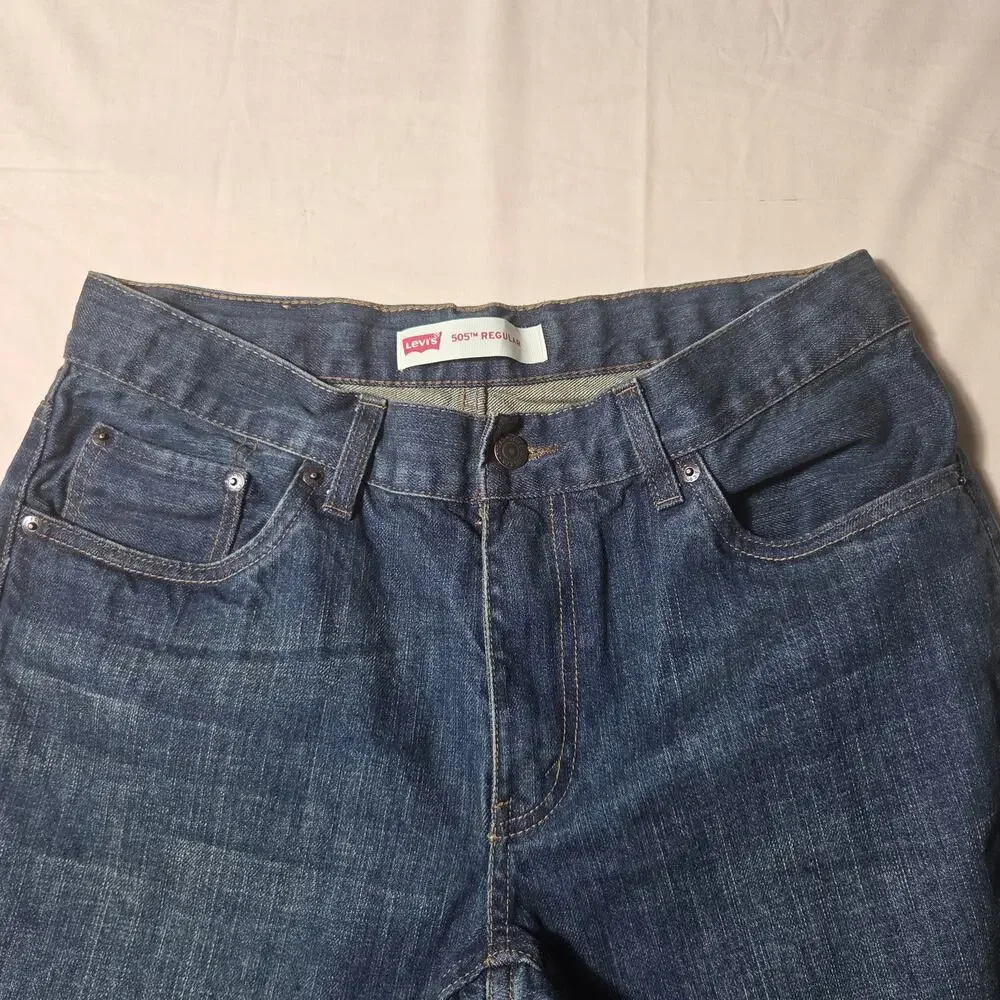 Levi's 505 Regular Fit Jeans Boys Size 12 Husky Blue Denim 32x27 Adjustable